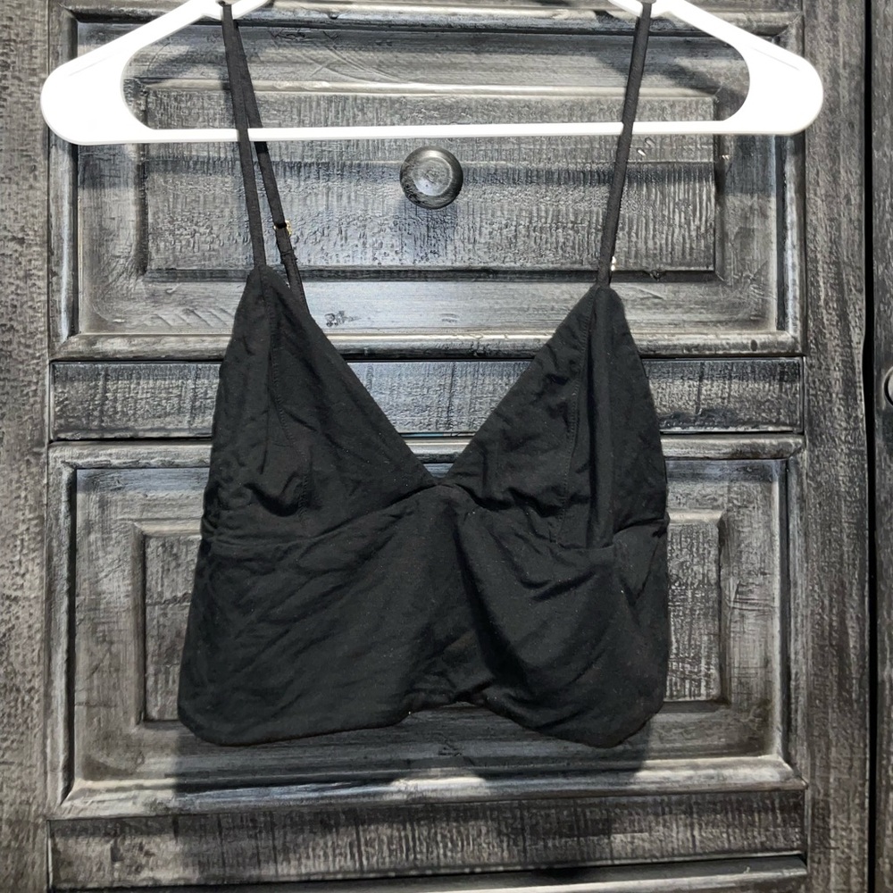 Victoria's Secret Black Cropped Tank Top with Adjustable Straps